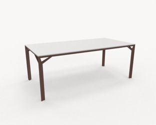 Matbord Eight matbord, vit keramik, ben i Corten, 200x100 cm